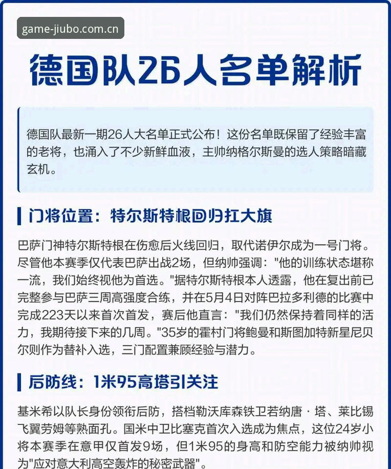 德国队世界杯大名单深度分析：诺伊尔回归与卡尔入选背后的战术布局